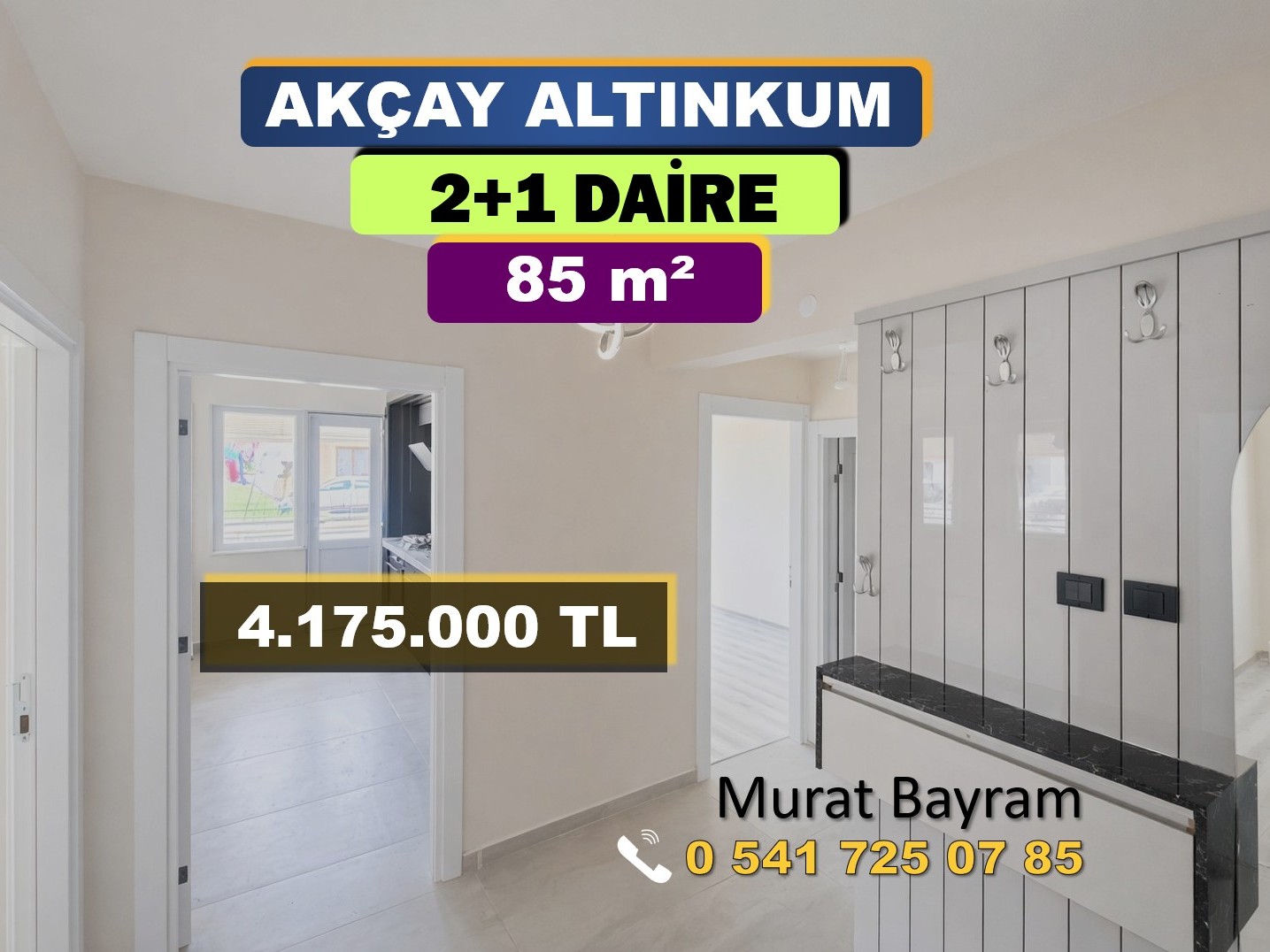 AKÇAY ALTINKUM MERKEZİ KONUMDA 2+1 SATILIK DAİRE 100426 NO:2005