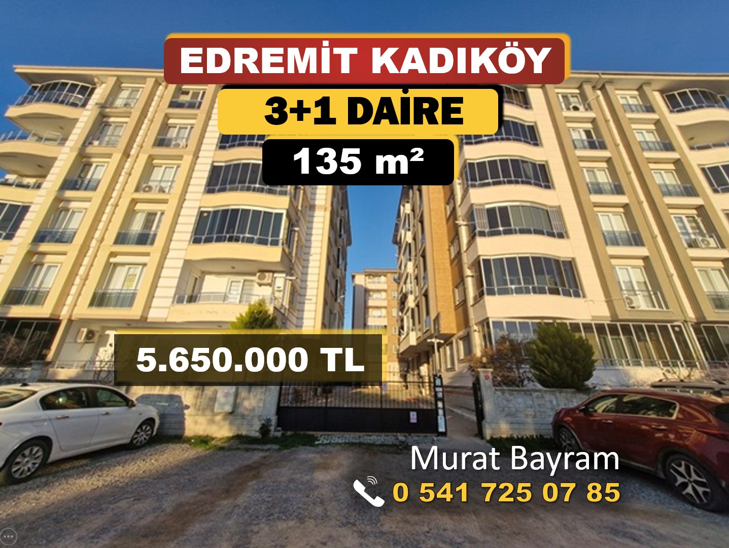 KADIKÖY MERKEZ SİTE İÇERİSİNDE ÖN CEPHE 3+1 DAİRE