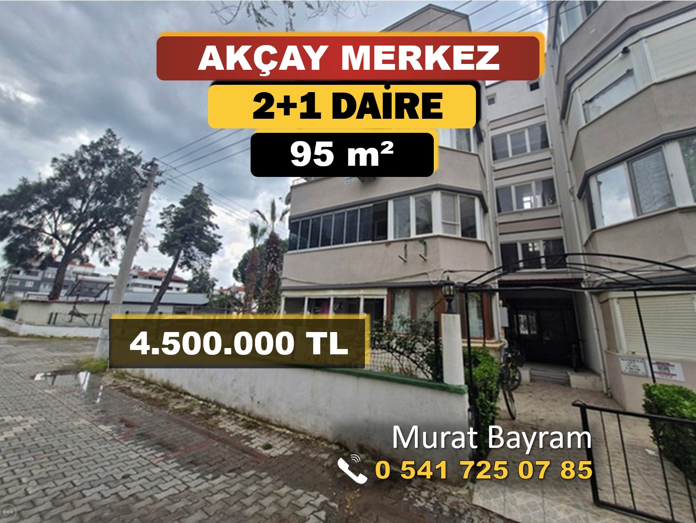 AKÇAY MERKEZ SATILIK ÖN CEPHE ARA KAT 2+1 DAİRE