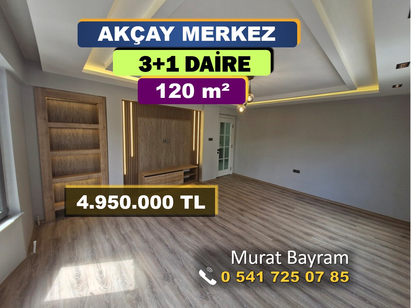AKÇAY MERKEZ İKİZÇAY’DA SİTE İÇİNDE SATILIK LÜKS 3+1 DAİRE